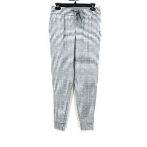 NWT size medium gray white striped jogger sweats pajama bottoms pants tie waist‎